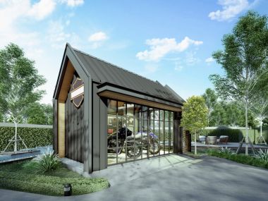 "Knock Garage" type, suitable as a garage with a ready-to-maintain part or a DIY room to replace the addition of a house